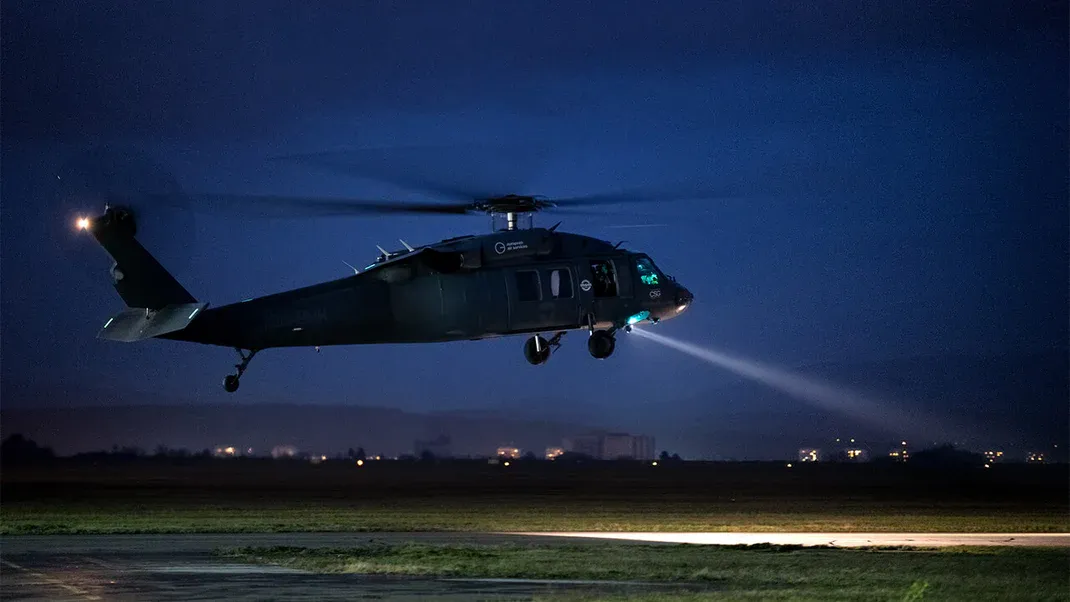 UH-60 Black Hawk conducting night medevac training
