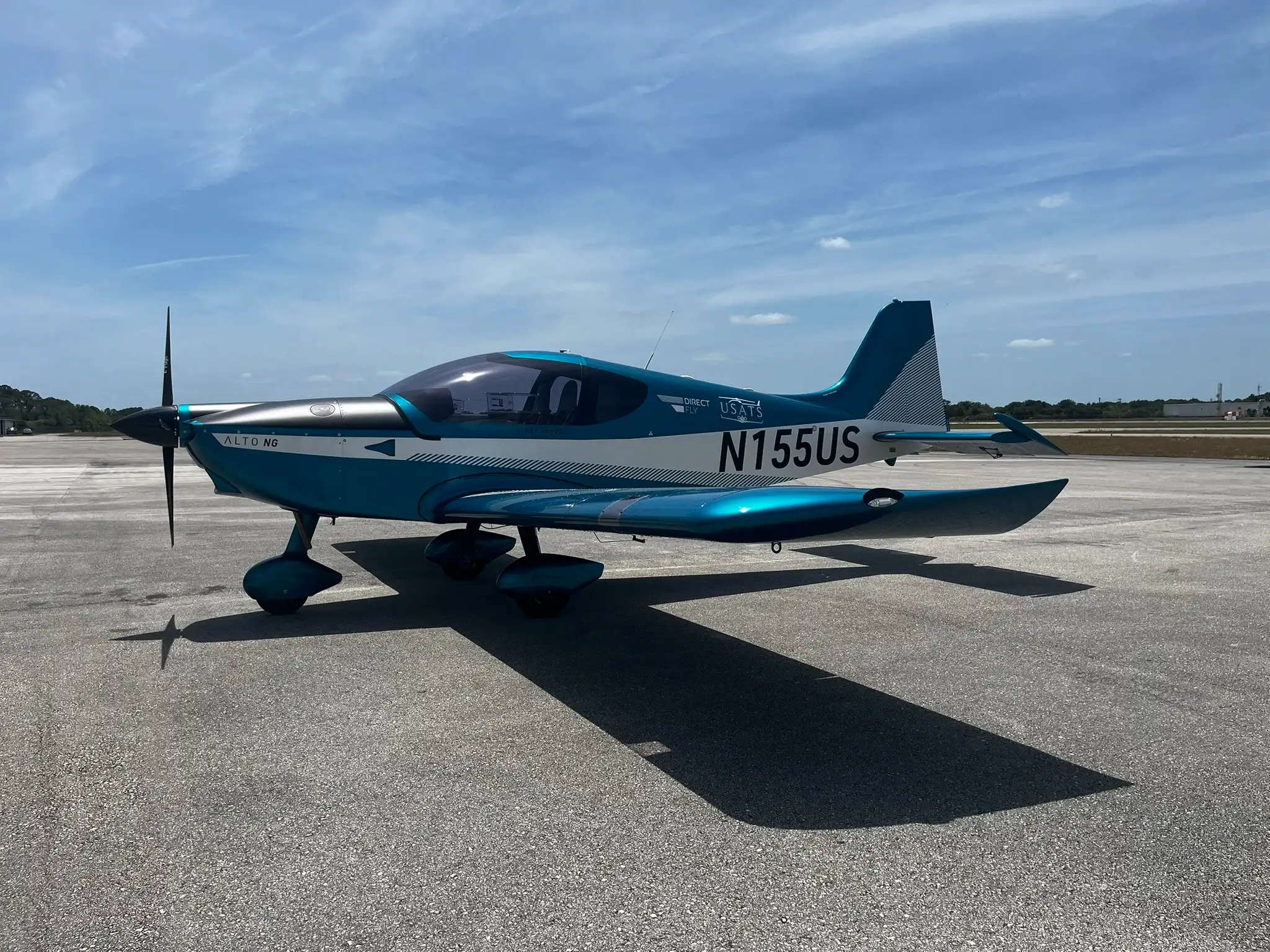 Blue ALTO NG light sport aircraft used for pilot training at USATS aviation academy